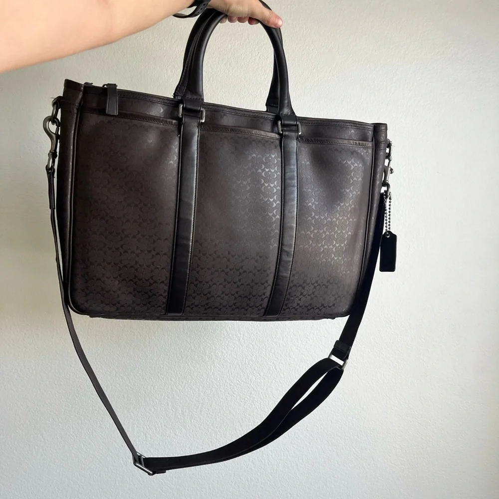 Coach Signature Print and Leather Briefcase